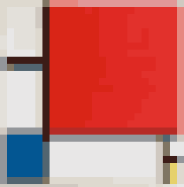 Composition with Red Blue and Yellow pixel